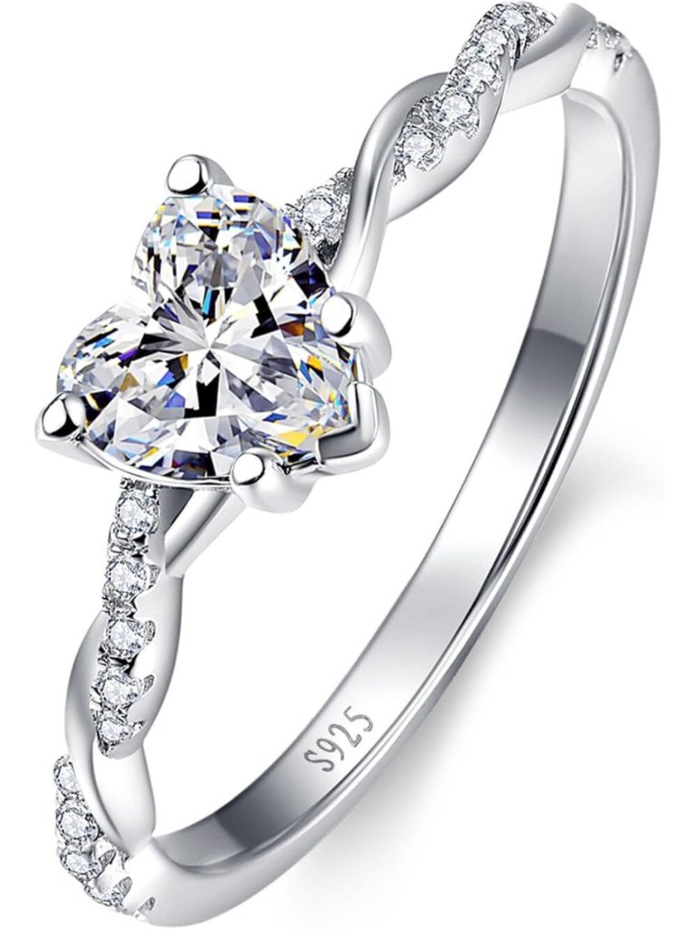 1.25ct Heart Promise Ring in 925 Sterling Silver | Twisted Vine Engagement Ring